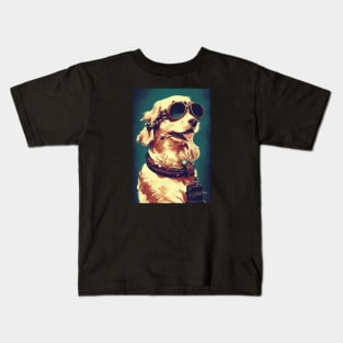 Vintage golden retriever portrait Kids T-Shirt